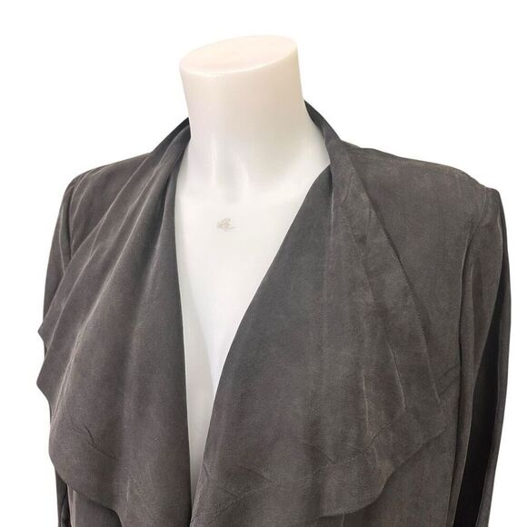 MaxMara Pura Seta Gray Open Front Waterfall Lightweight SILK Cardigan size 10 - Picture 2 of 10